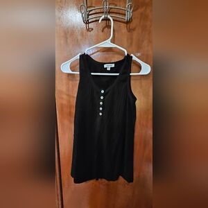 Black Sleeveless Henley Tank Top
